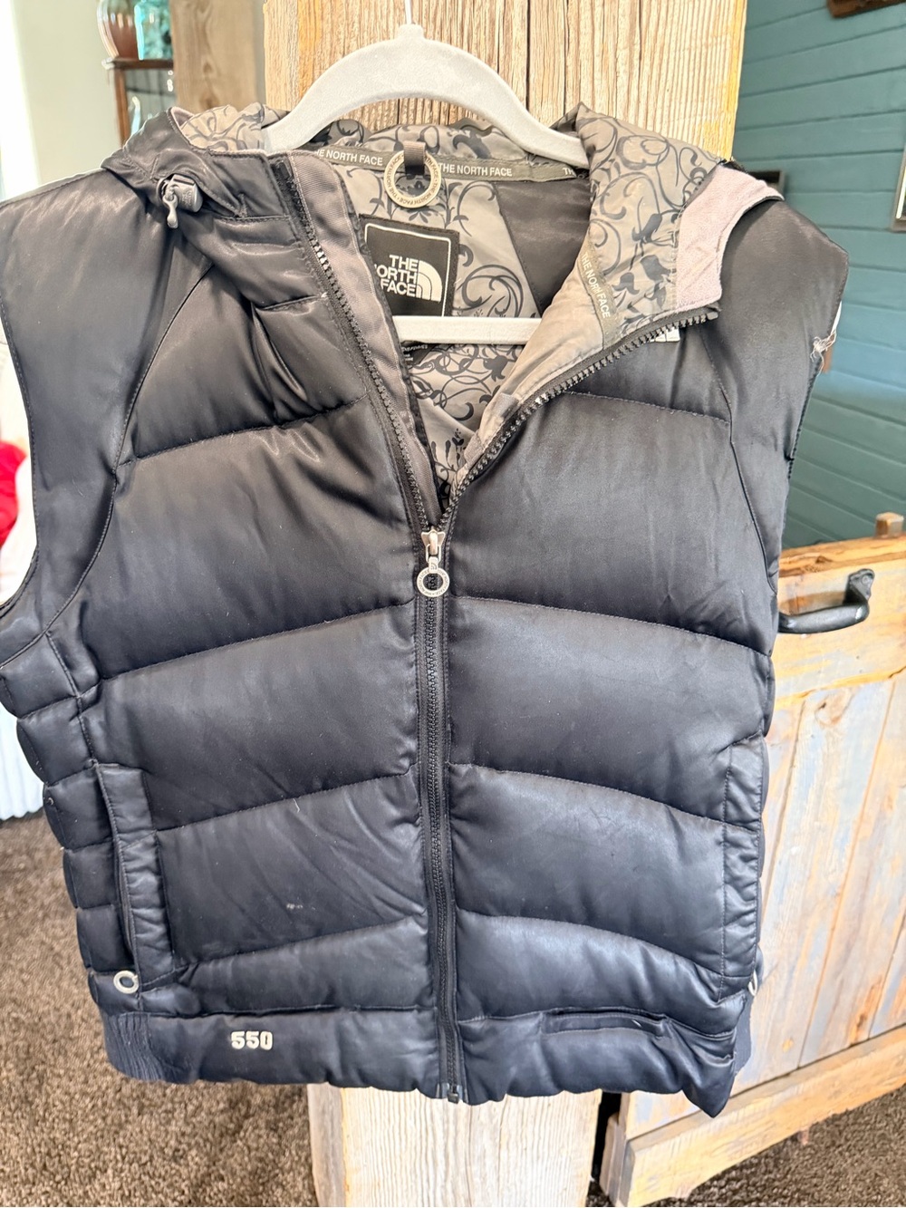 The North Face Gray Quilted Lined Vest with Branded Patch